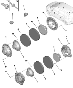 Carcasa De Altavoz De Puerta Original Citroen Peugeot C3 Picasso 9365KL