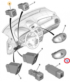 Interruptor De Las Luces De Emergencia Original Citroen Peugeot 206 6554L1