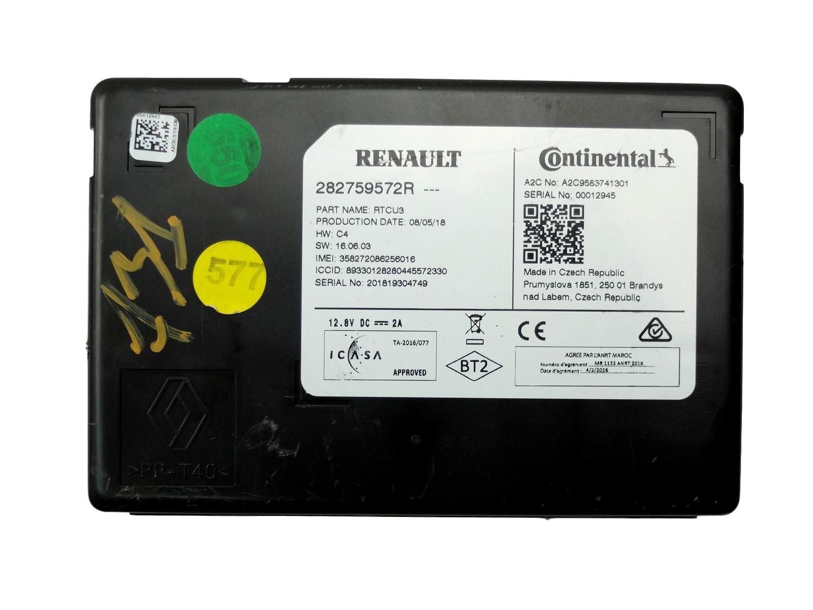 Controlador Multimedia Scenic 4 282759572R RTCU3 Renault 0km main product photo